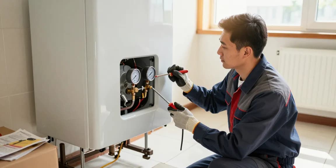 Northampton boiler repair service technician examining a residential boiler system for efficient heating.