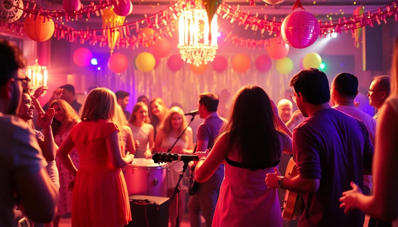 Formații muzica de petrecere animate în timpul unui eveniment festiv.