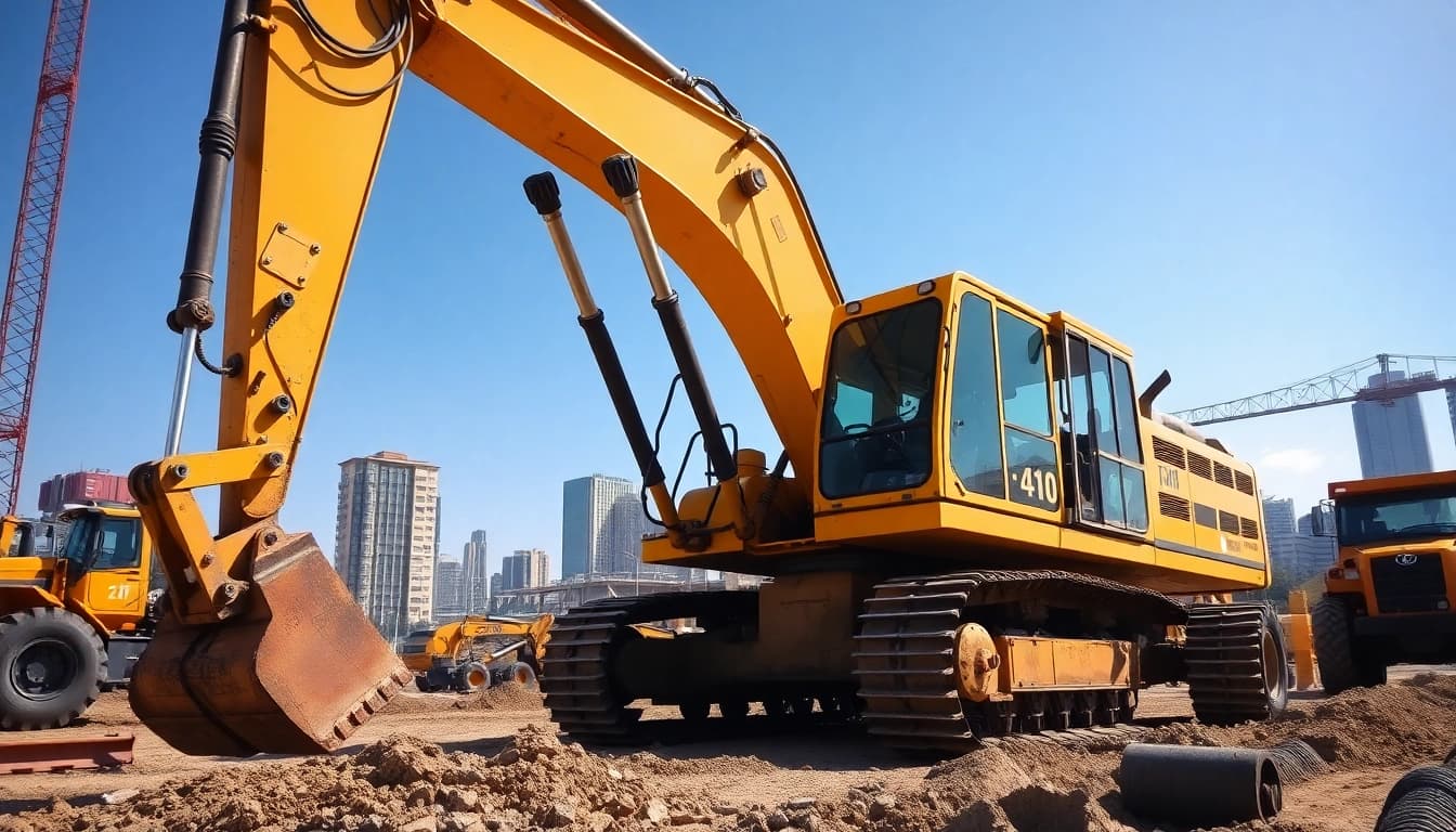 Gradall excavator performing heavy construction tasks with impressive machinery features.