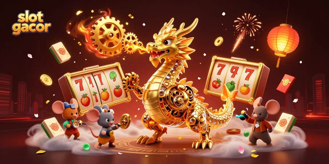 Experience thrilling slot gacor gameplay with a golden dragon and exhilarating casino elements.