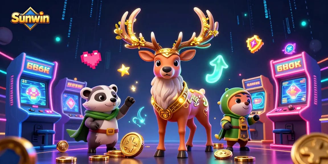 Experience the magic of Sunwin's gameplay and energy in this vibrant 3D casino scene.