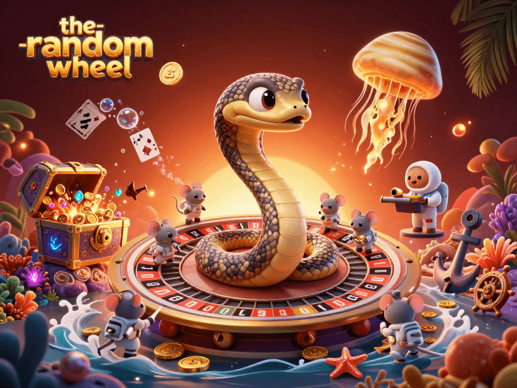 Engage with the-random-wheel action featuring astronaut mice placing bets as vibrant cosmic casino elements explode with excitement.