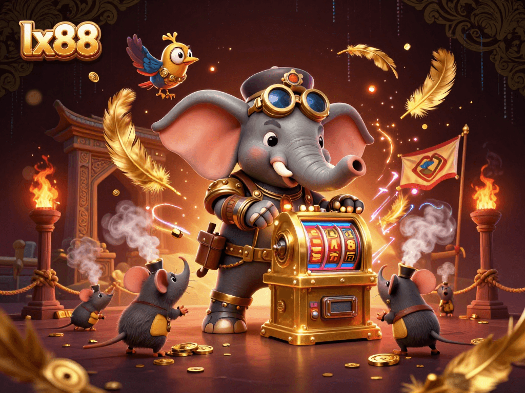 Experience exciting gaming at lx88 with a steampunk elephant engineer and dynamic casino elements.