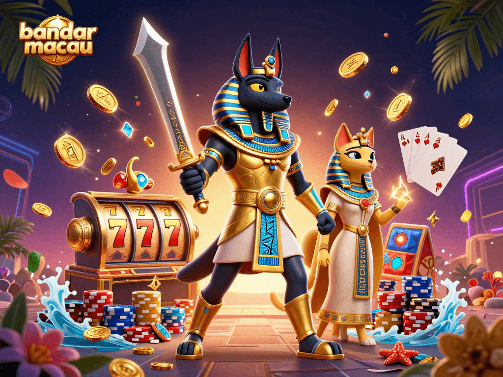 Engage with thrilling games at bandar toto macau featuring Anubis and Bastet amidst dynamic gambling elements.