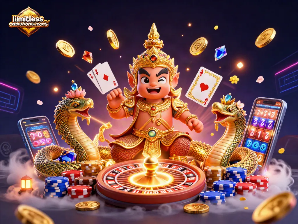 Engage with limitlesscasinobonuscodes in an ultra-detailed 3D illustration showcasing casino excitement and rewards.