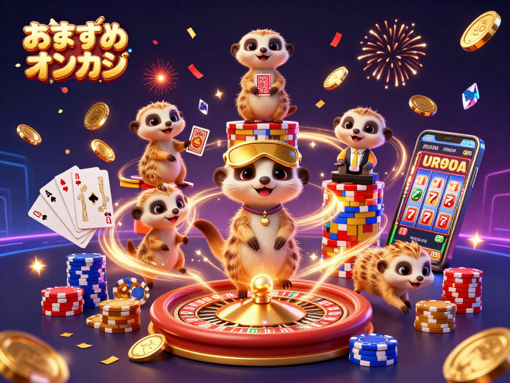 おすすめオンカジで楽しむカジノゲーム、メアカットのコミカルな景色が広がる。