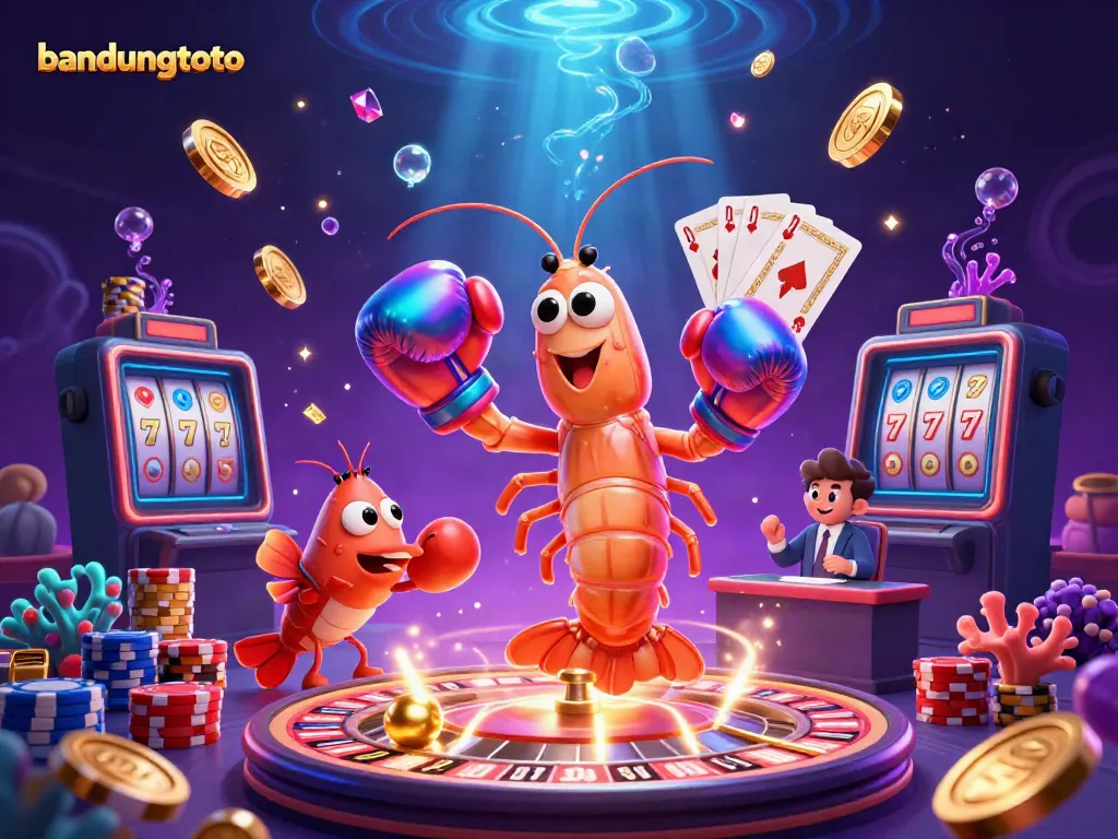 Experience exciting gameplay with bandungtoto as mantis shrimp and allies celebrate wins, featuring vibrant casino elements.