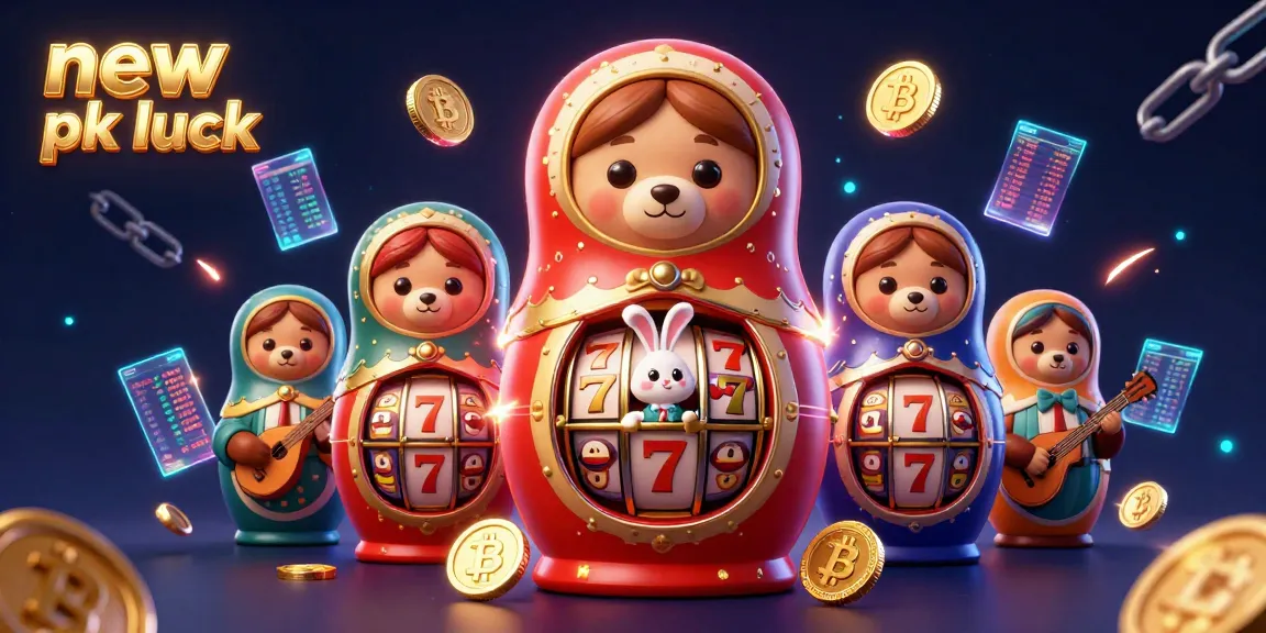Experience the excitement of new pk luck with spinning slot reels and vibrant casino elements.