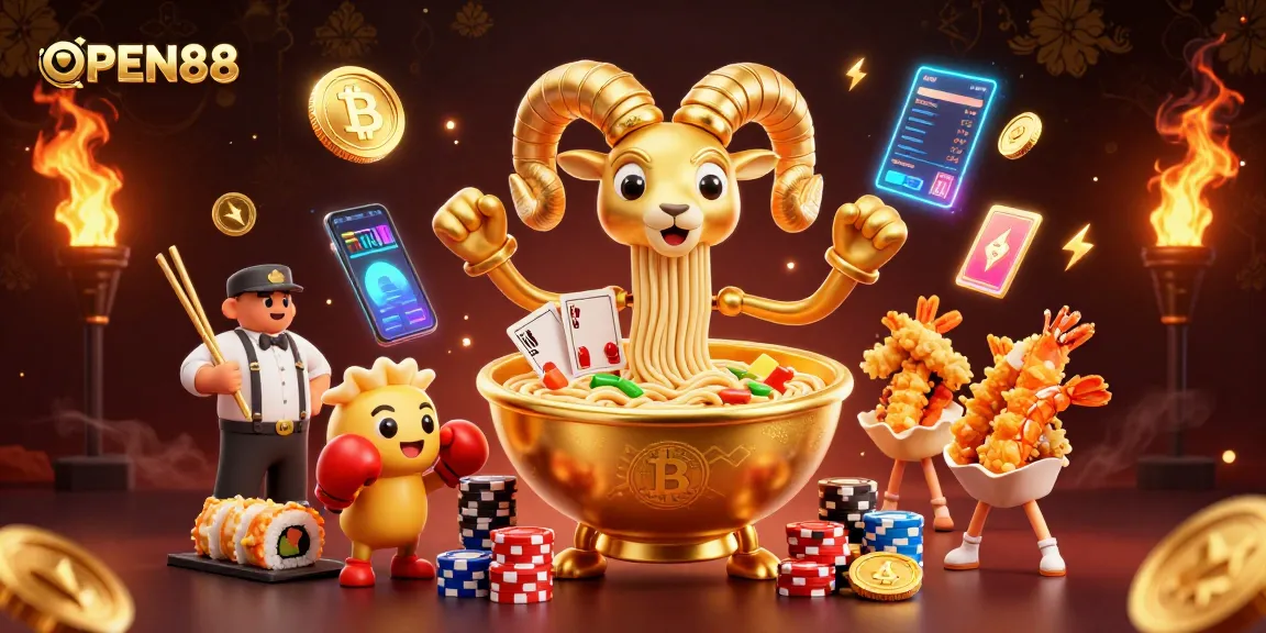 Experience the excitement of OPEN88 with vibrant characters and engaging casino elements.