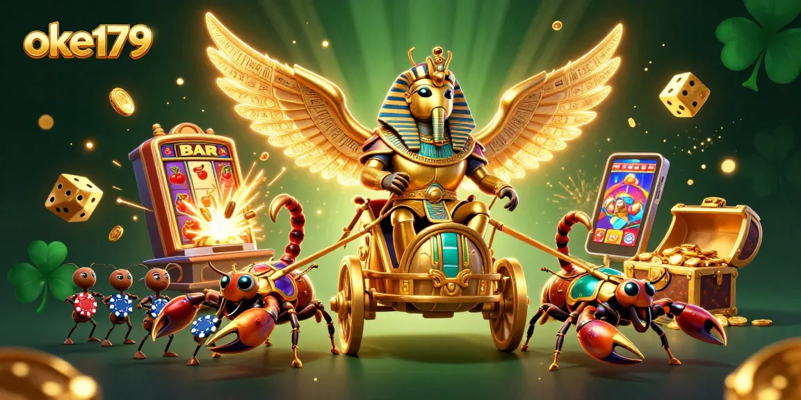 Experience thrills at oke179 with a vibrant 3D casino scene filled with jackpot excitement.