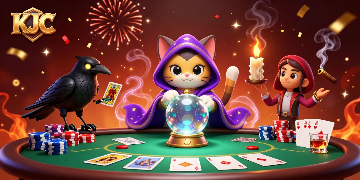 KJC players experience thrilling poker with vibrant characters, sparkling chips, and exciting game elements.