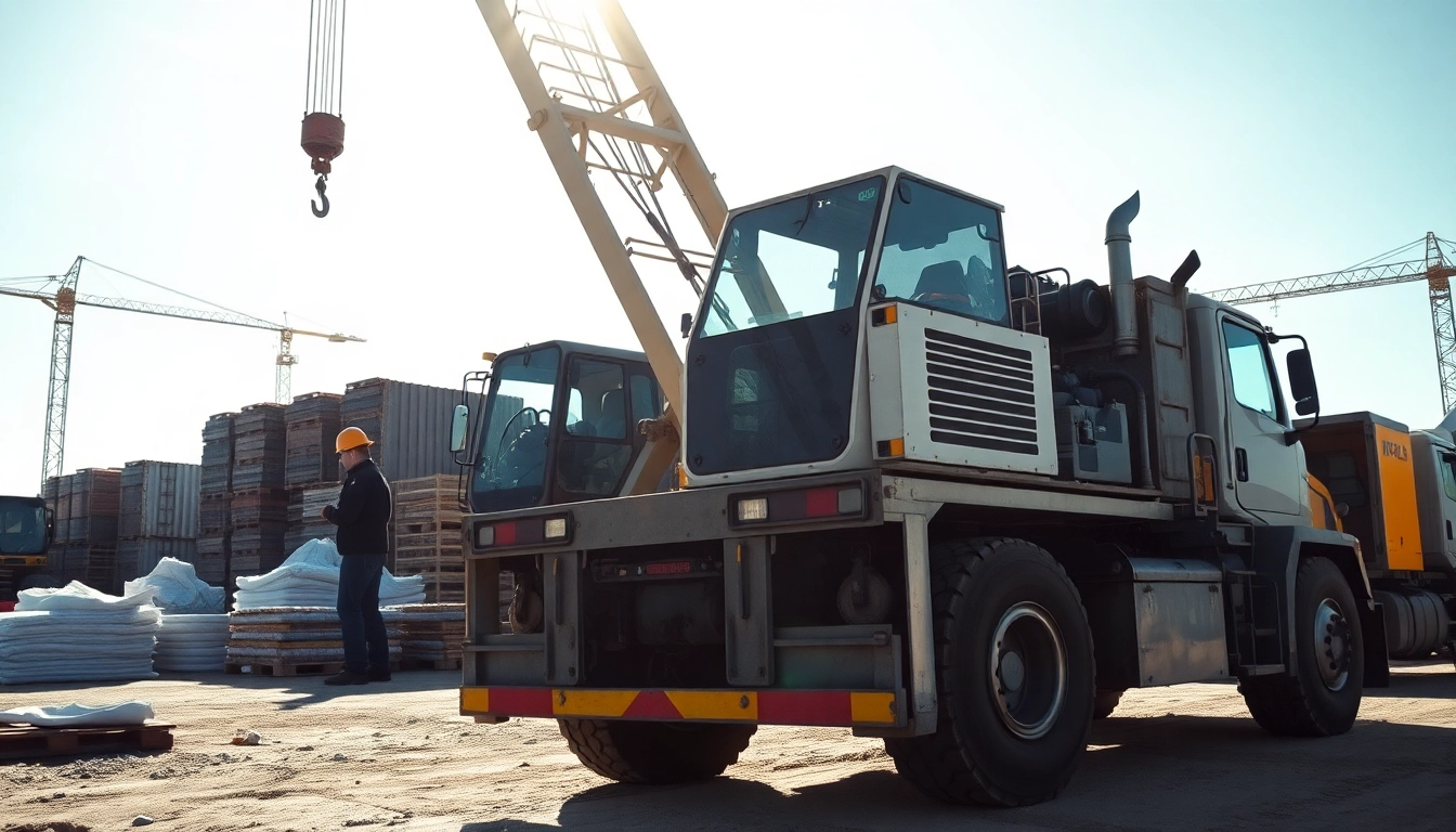 Efficient equipment transport showcased as heavy machinery is loaded at a construction site.