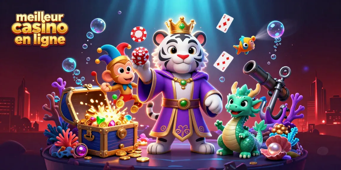 Illustration vibrante du meilleur casino en ligne avec tigre et dragon, ambiance de jeu immersive.