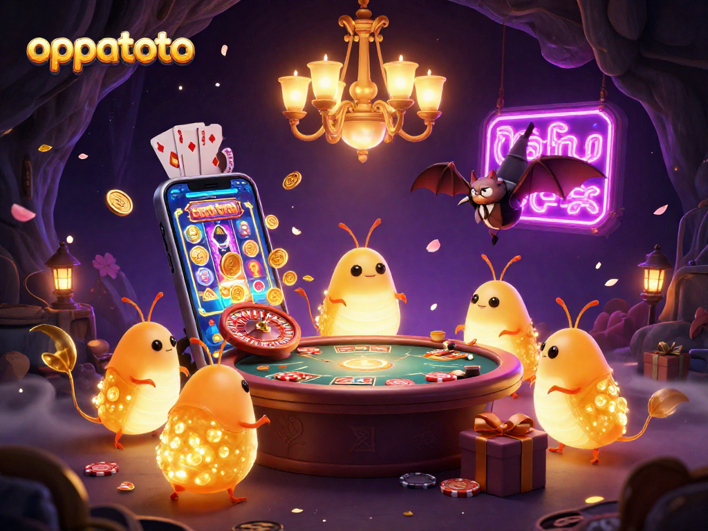 Join oppatoto for exciting casino action with vibrant glowworms illuminating gameplay!