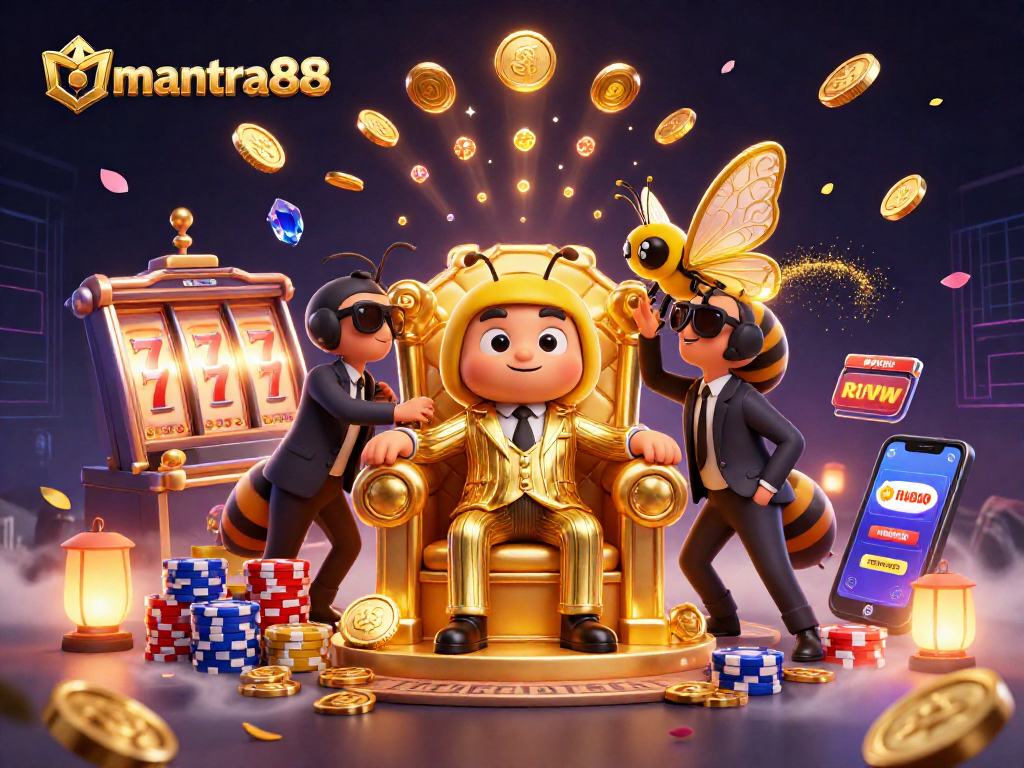 Experience exciting wins at mantra88 with vibrant slot machine reels and dazzling gem stones.