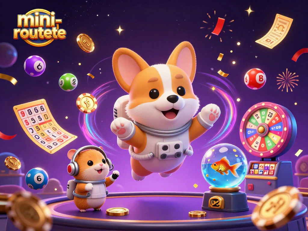 Experience the excitement of mini-roulette with this vibrant scene featuring a whimsical corgi and dynamic casino elements.