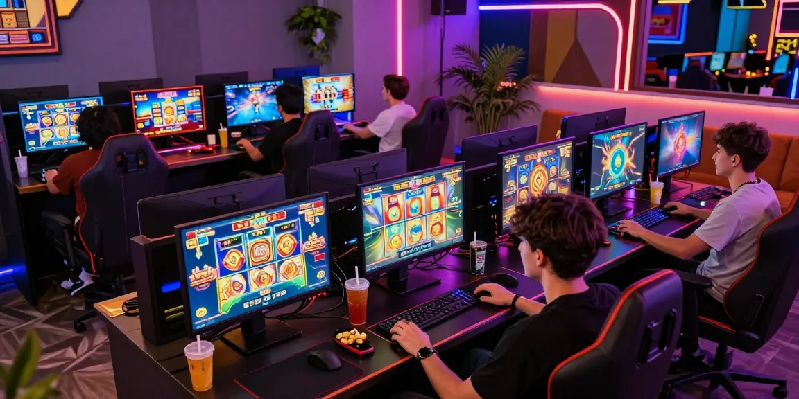 Exciting slot MPO gaming atmosphere with players in a vibrant lounge.