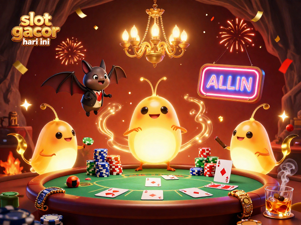 Experience thrilling gameplay in the slot gacor hari ini cave casino with vibrant glowworms lighting up the night.