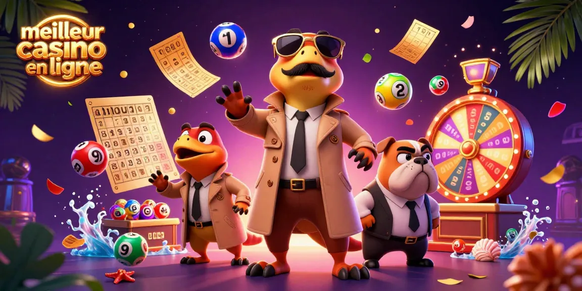 Les raptors en trench-coat s'introduisent discrètement dans le meilleur casino en ligne, entourés de boules colorées.