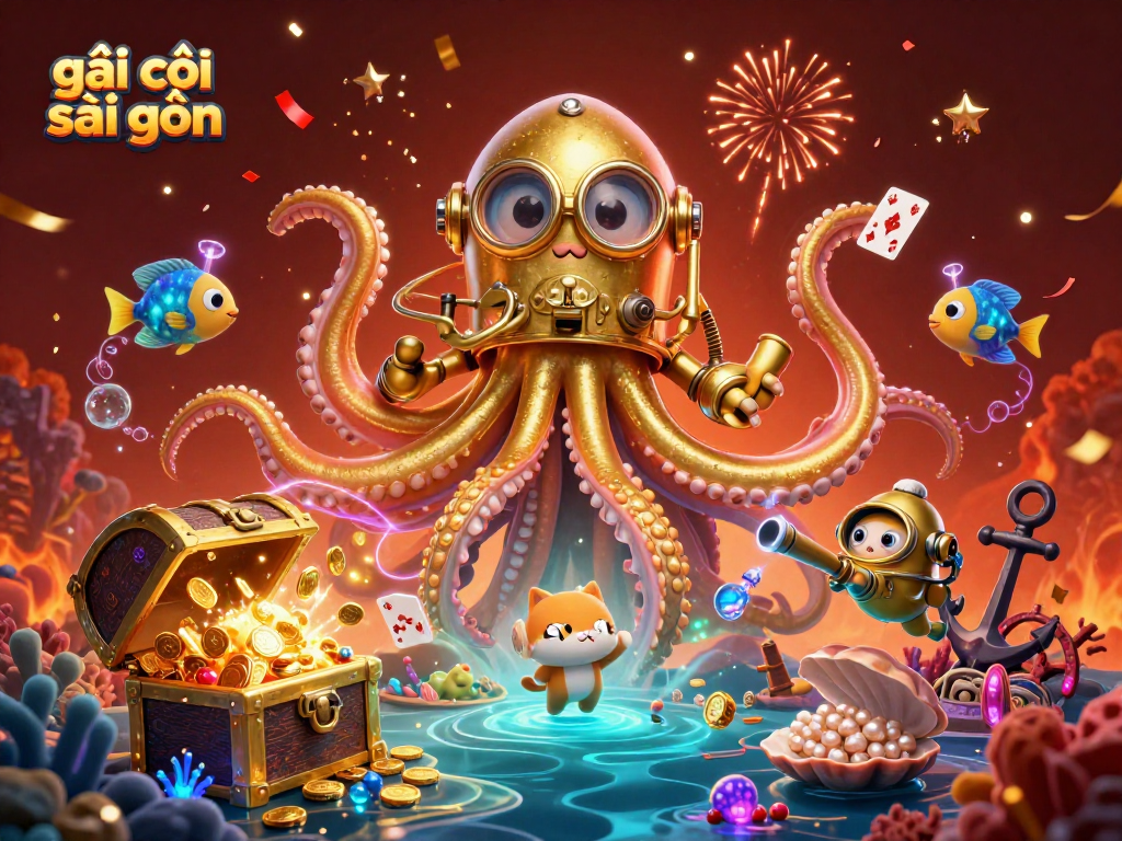 Engage with the thrill of gambling in Sài Gòn while exploring striking visuals of a kraken and a diving cat.