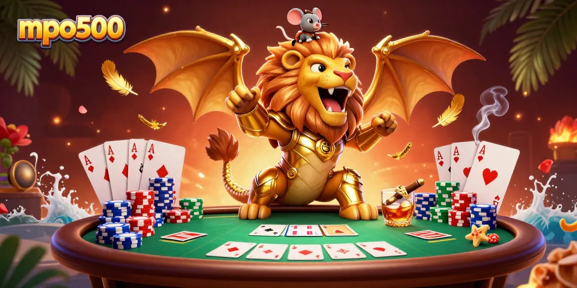 Experience exciting gameplay on mpo500 with a vibrant casino scene featuring poker elements and dynamic characters.