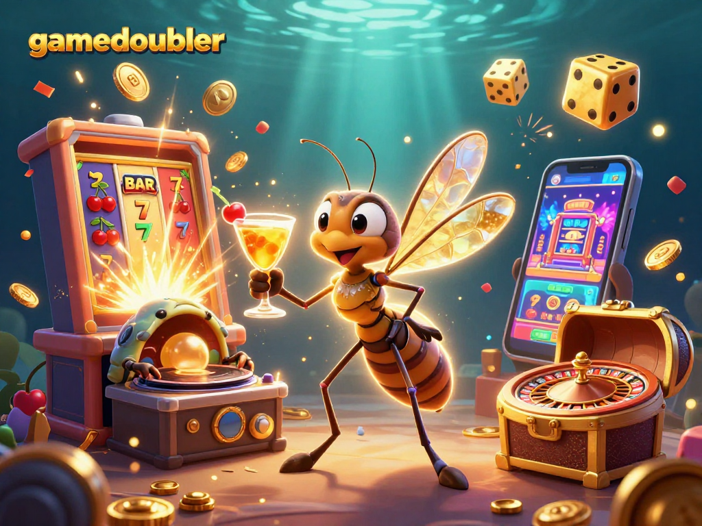 Join the gamedoubler gaming adventure with a lively 3D scene featuring vibrant casino elements and characters.