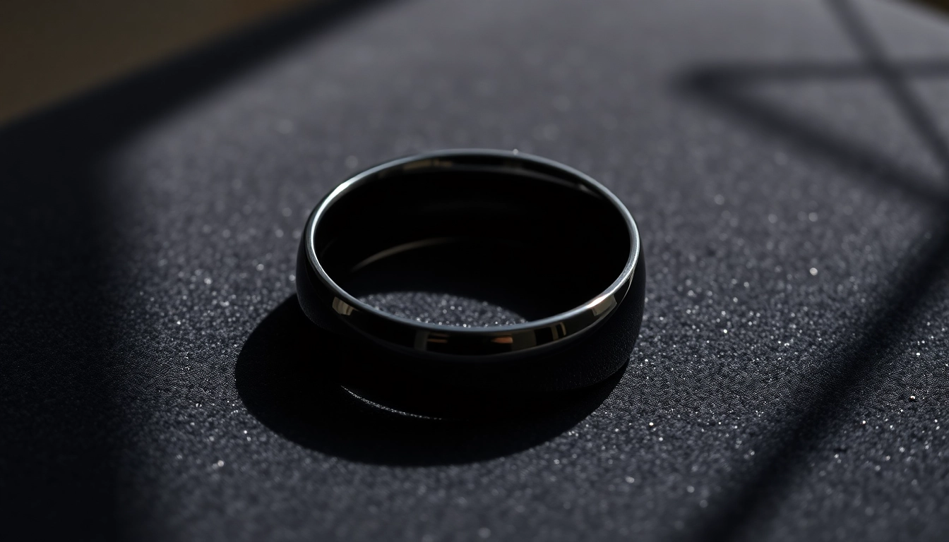 Showcase Black Wedding Rings for Men highlighting elegant design and craftsmanship.