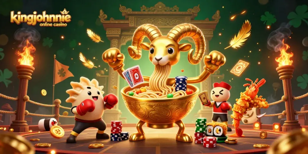 Experience the excitement at kingjohnnie online casino with vibrant 3D characters and casino elements.