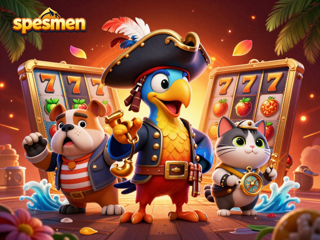 Spin the reels and win big with spesmen symbols in this vibrant casino illustration.
