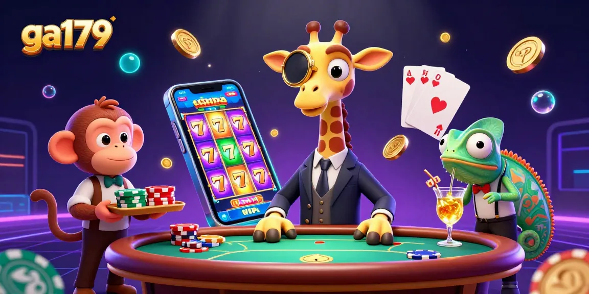 Engage with ga179 at the casino as the giraffe and monkey bring high-stakes excitement to the table.