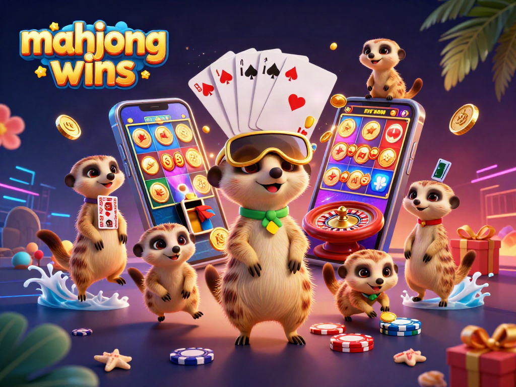 Experience mahjong wins as cartoon meerkats run a vibrant casino with games and playful dynamics.