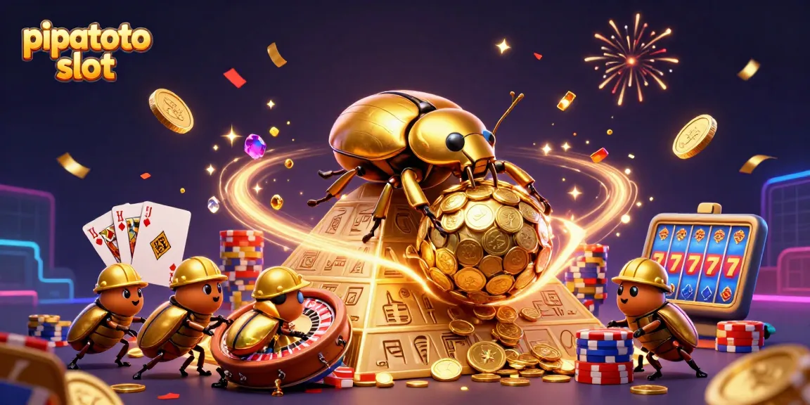Pipatoto slot showcases a vibrant scene with golden coins and characters celebrating casino wins.