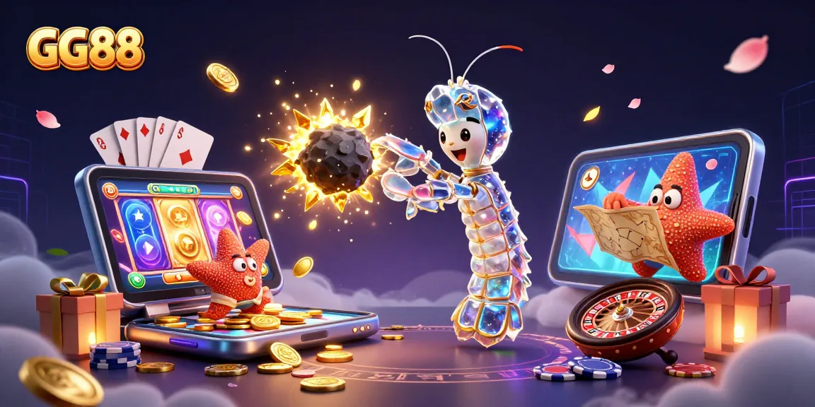 Experience exciting gameplay at GG88 with a galactic samurai mantis shrimp in a vibrant casino adventure.