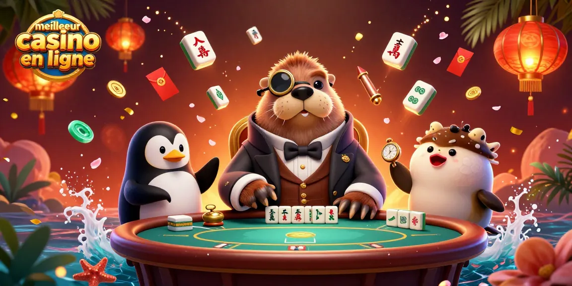 Gagnez dans le meilleur casino en ligne avec un joueur de poker, un croupier et des éléments lumineux.