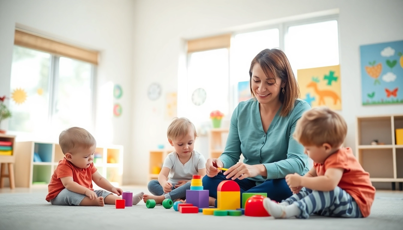 Children participate in ABA therapy in Brighton with a supportive therapist in a bright classroom setting.