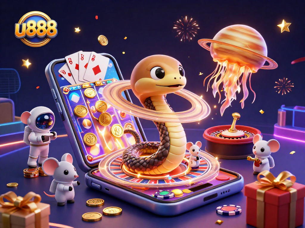 Experience thrilling bets with u888 on a cosmic roulette wheel in a vibrant 3D scene.
