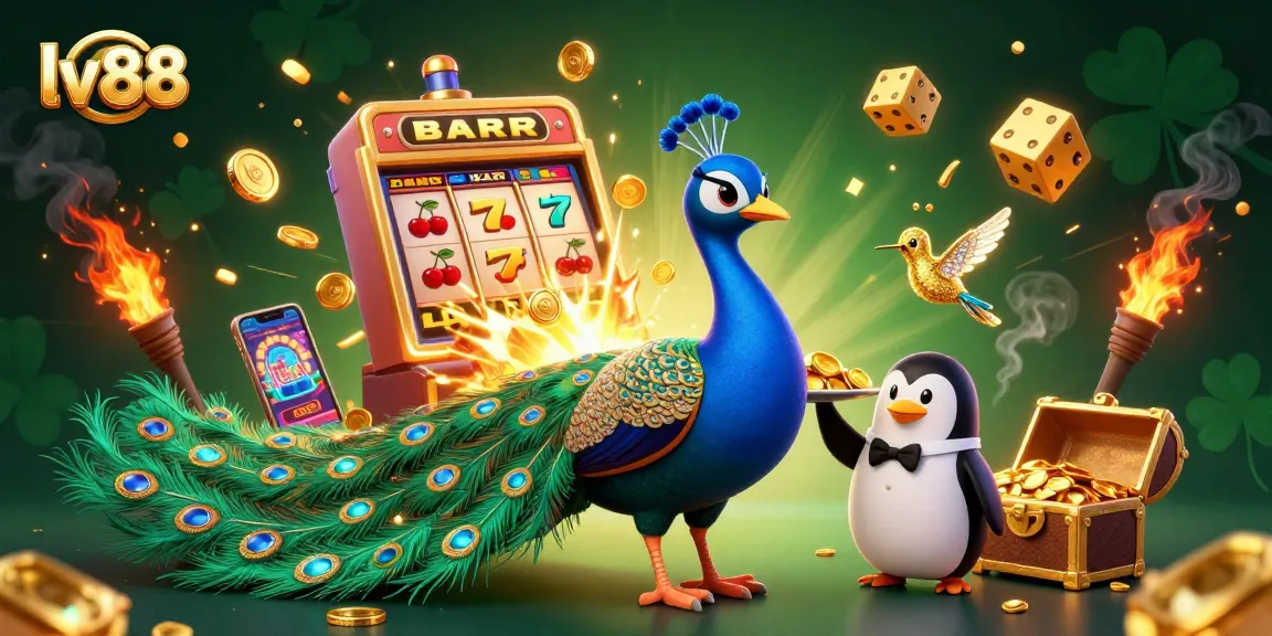 Experience the vibrant casino world at lv88 with a colorful slot scene featuring characters and gaming symbols.