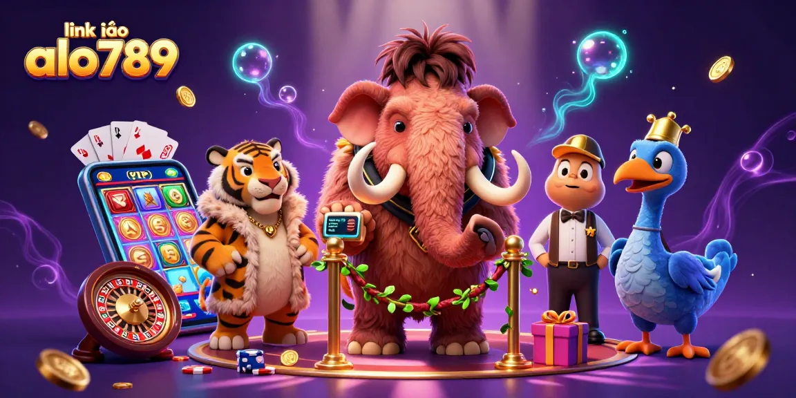 Join the fun at link vào alo789 with vibrant slot games, golden coins, and colorful characters!