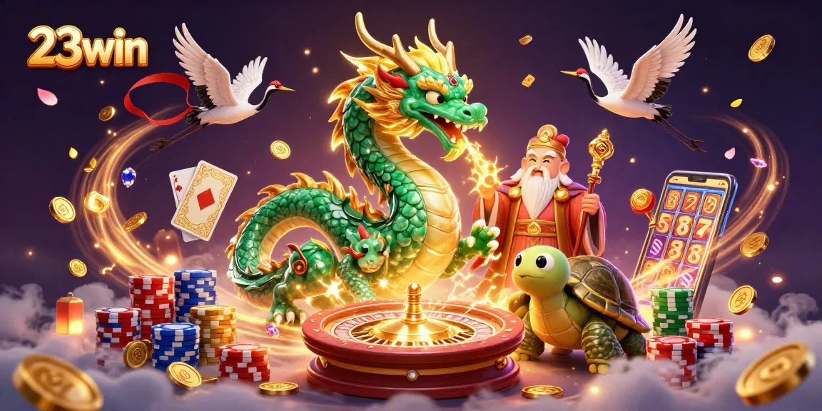 Win big at 23win with the majestic emerald dragon and enchanting casino elements!