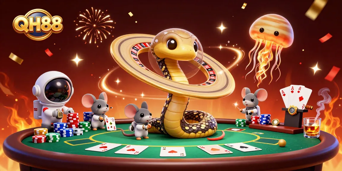 Experience thrilling gameplay with QH88 as tiny astronaut mice bet on a cosmic roulette wheel.