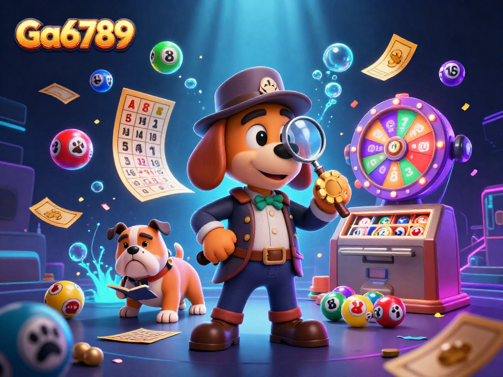 Engage in thrilling gameplay with Ga6789, featuring colorful lottery balls and a detective theme.