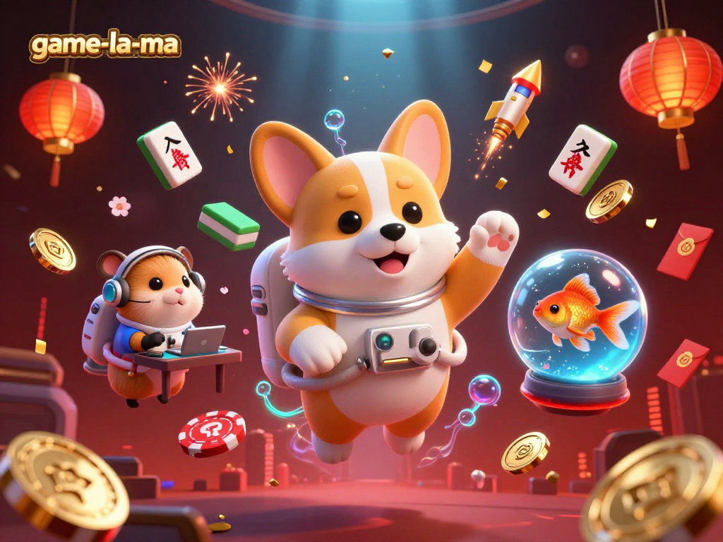 Join the adventure at game-la-ma with a 3D astronaut corgi enjoying a floating casino atmosphere.