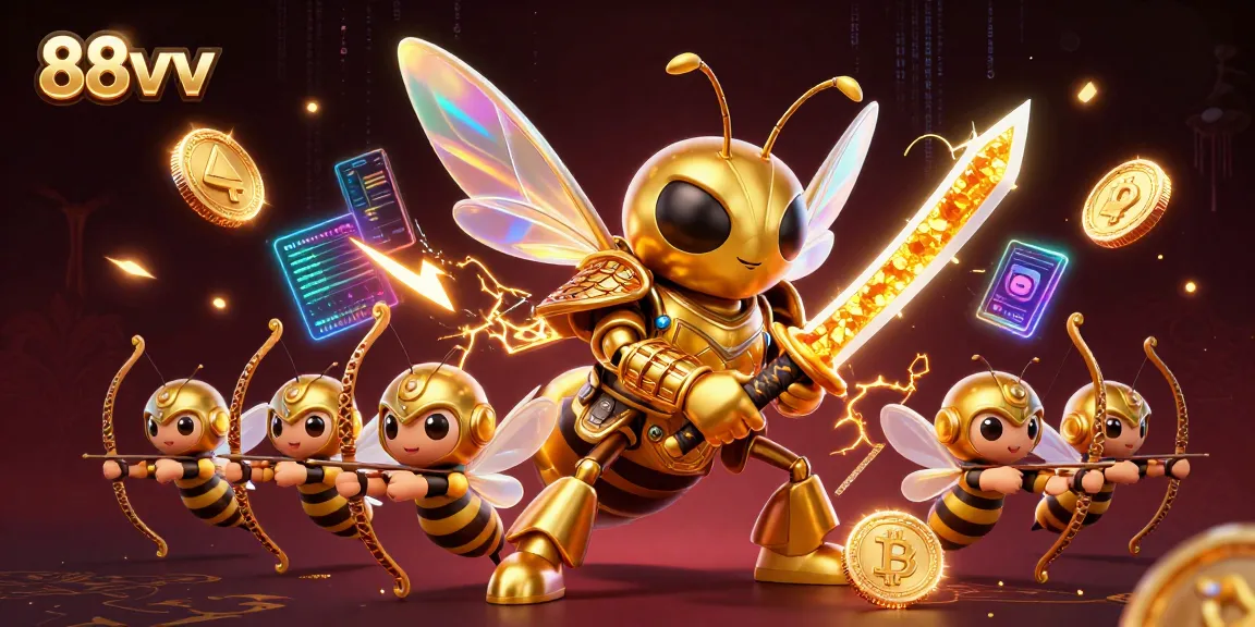 Engage with 88vv's casino experience through a vibrant 3D digital illustration showcasing strategic gameplay elements.