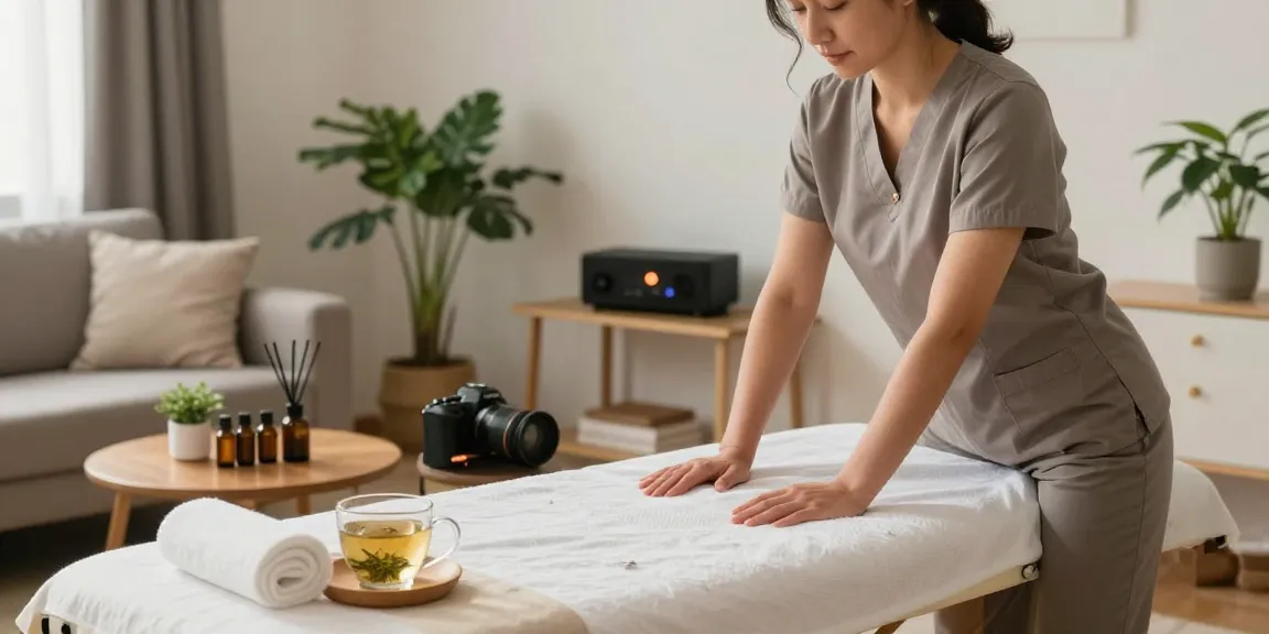 Experience 일산출장안마 with a professional massage therapist in a calming residential setting, preparing for a personalized and convenient session.