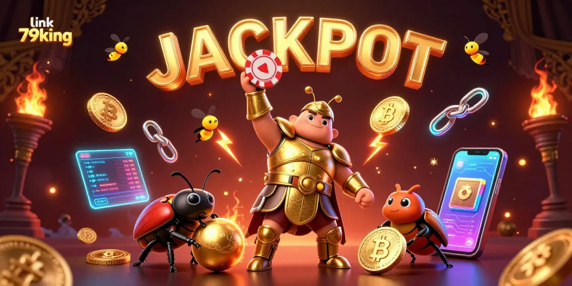 Celebrate wins at link 79king with the exciting 3D illustration showcasing gambling elements!