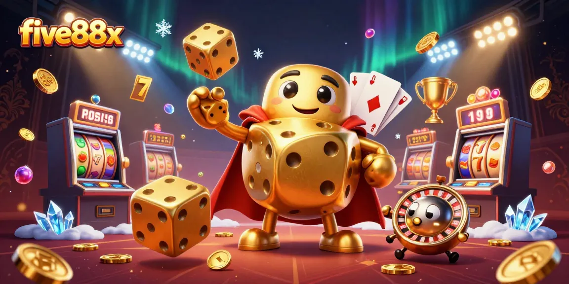 Experience thrilling action at five88x with a dynamic illustration of casino games in play.