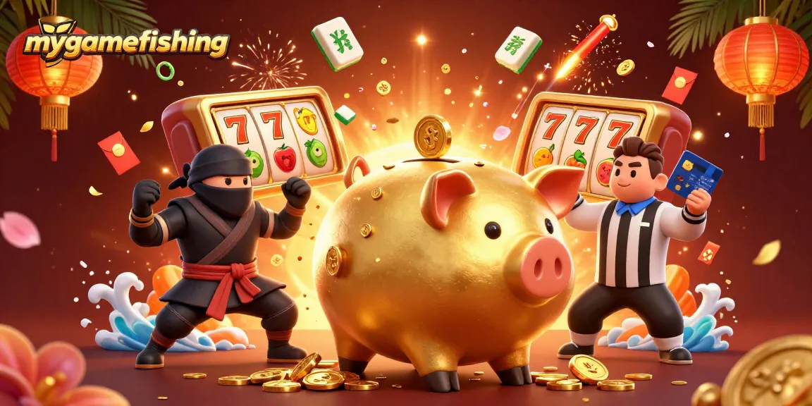 Experience the thrill of mygamefishing with a dynamic gambling scene involving a sumo wrestler and samurai referee.