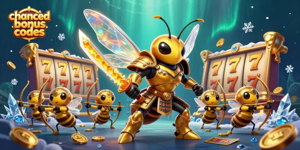 Win big with chanced bonus codes in an immersive 3D casino-themed illustration.