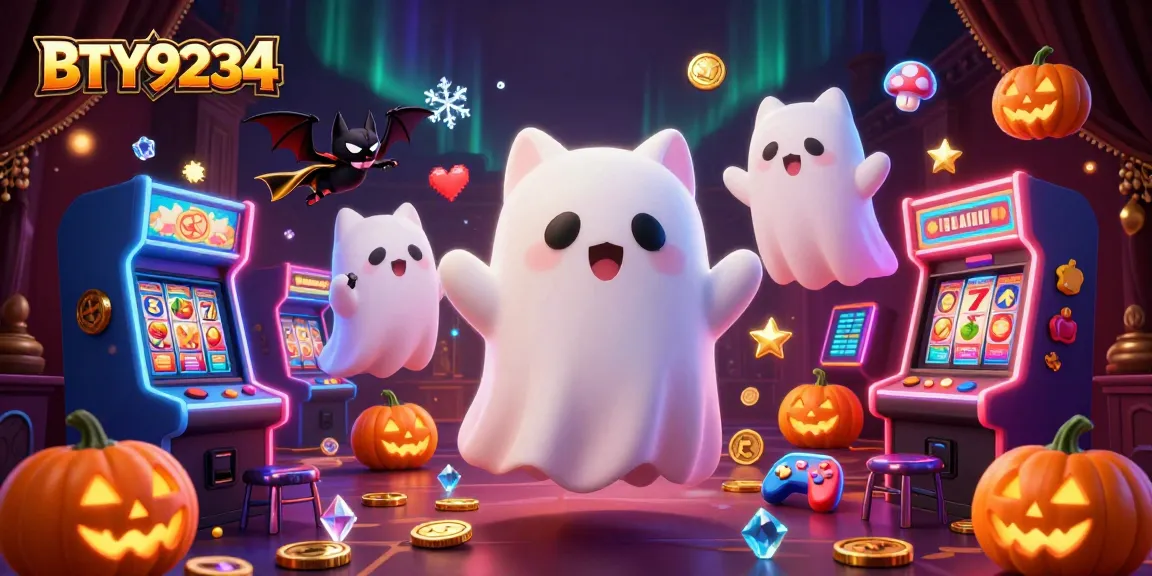 Engage in the lively BTY9234 casino experience with floating characters and vibrant game elements.