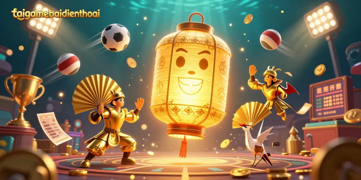 Experience the vibrant scene of taigamebaidienthoai with dynamic gaming elements and a magical atmosphere.